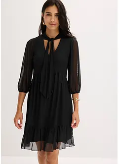 Jersey jurk van mesh met strik, bonprix
