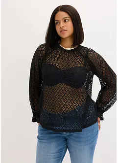 Kanten shirt met volants, bonprix