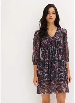 Mesh jersey jurk met volants, bonprix