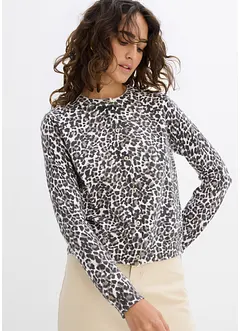 Fijn gebreid vest met luipaardprint, bonprix