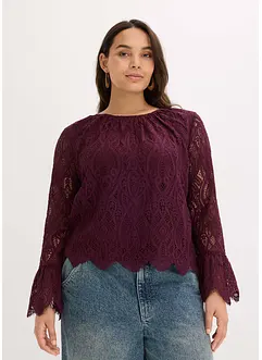 Kanten blouse met volants, bonprix