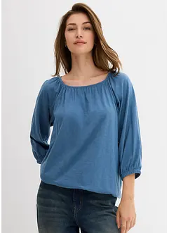 Katoenen shirtblouse met carréhals, halflange mouw, bonprix