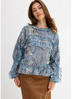 Chiffon blouse met ruches, bonprix