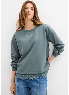 Sweater met kanten rand, bonprix