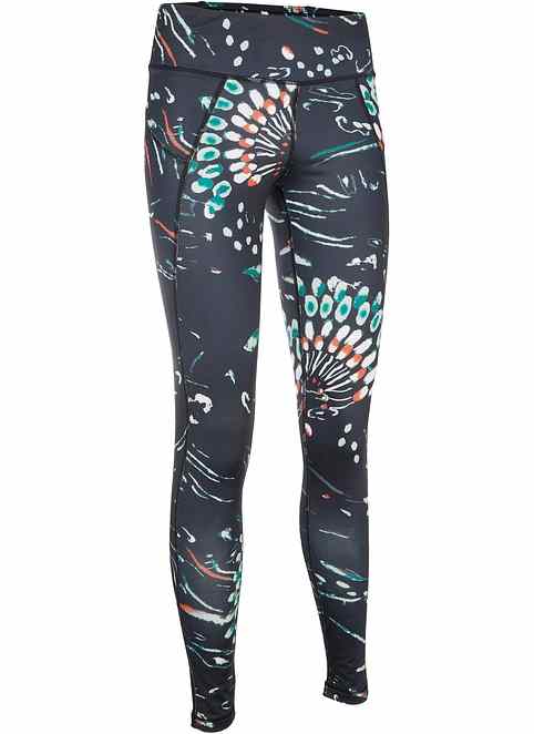 Sportlegging van aangenaam materiaal - zwart/flessengroen gedessineerd