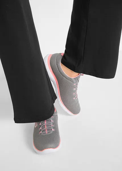 Smalle sportbroek van katoen-stretch, bootcut zwart oranje