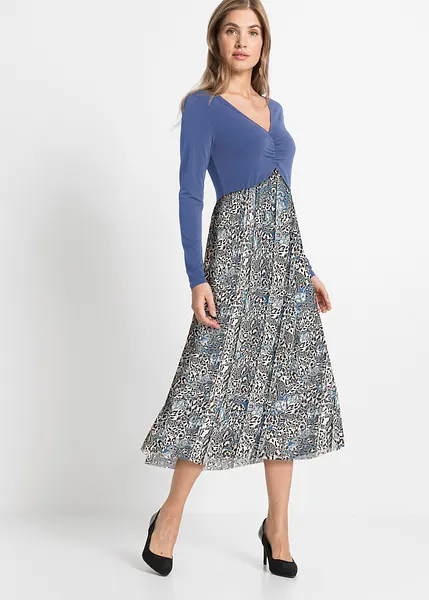 Stylish jurk met een mooie pasvorm blauw luipaardprint