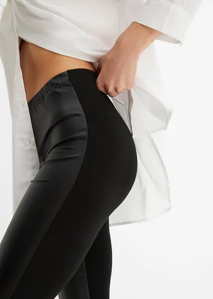 Stylish legging in trendy leather look zwart