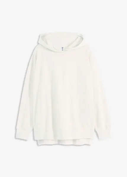 Eenvoudig mooie oversized sweater met splitten opzij ivoorkleur