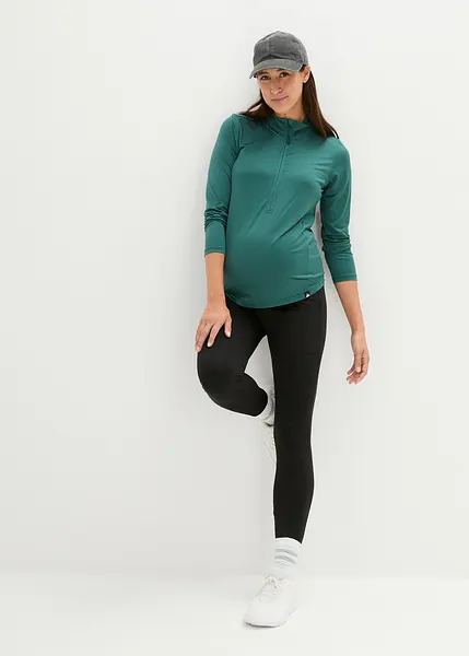 Sneldrogend zwangerschapsshirt met rits voor borstvoeding mat groen