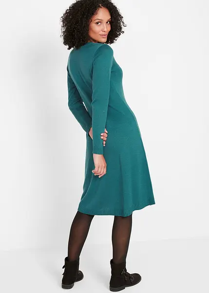 Makkelijk te combineren, gebreide jurk in een los, wijd uitlopend