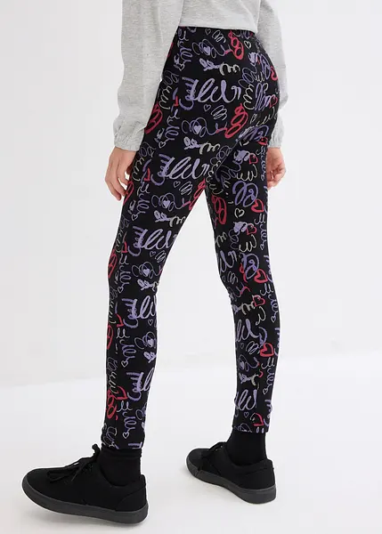 Leuke thermo legging met een coole print zwart blauwpaars