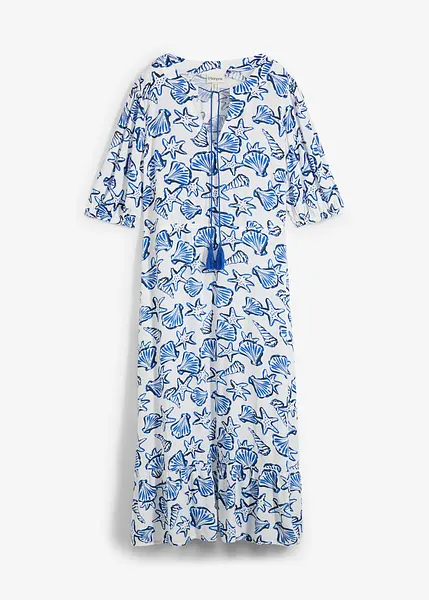 Lange Jurk Bonprix Witte Jurk Maxi Jurk In Wikkellook Zwart/groen