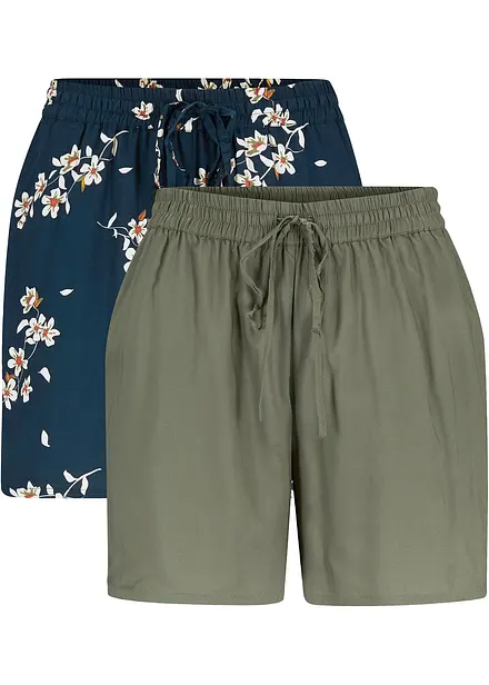 Viscose short met strikkoordjes (set van 2)