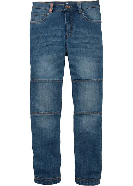 Stretch jeans met mid waist en verstevigde knieën, straight