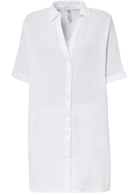 Lange, oversized blouse van mousseline