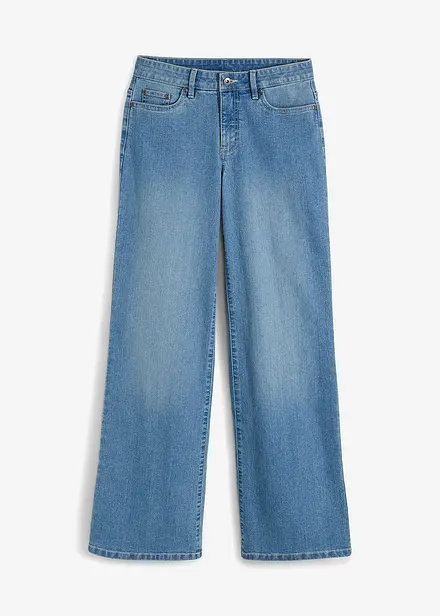 Wide leg jeans mid waist, stretch