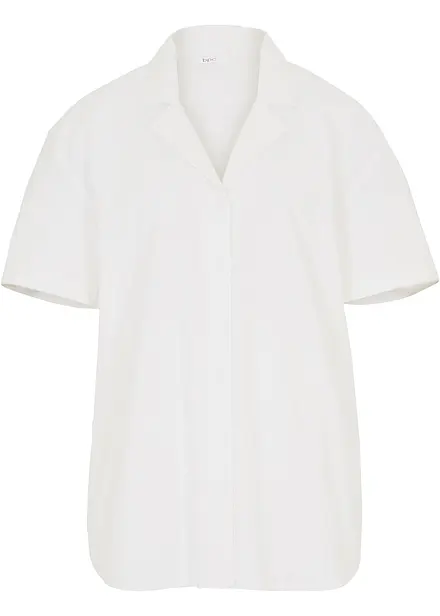 Luchtige oversized blouse van linnenmix, korte mouw