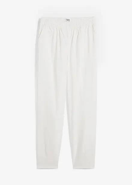 Cropped broek met linnen en high waist comfortband