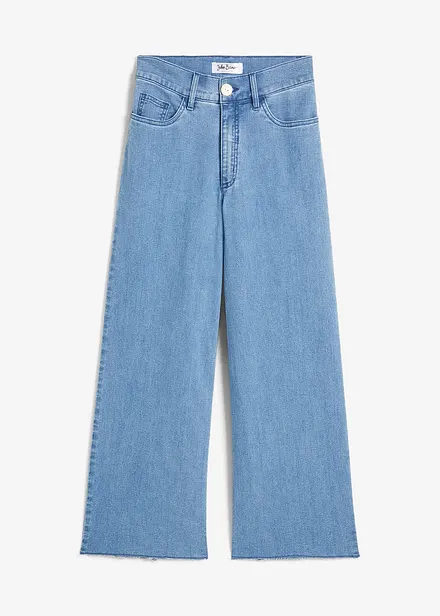 Wide leg jeans met high waist, cropped