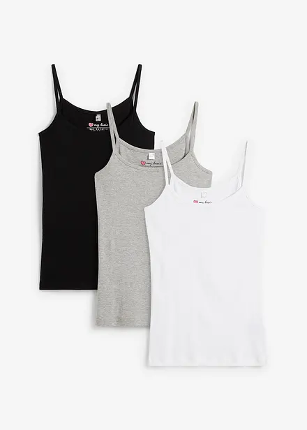 Spaghetti top van katoen (set van 3)
