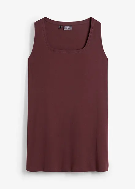 Longtop van katoen met carréhals