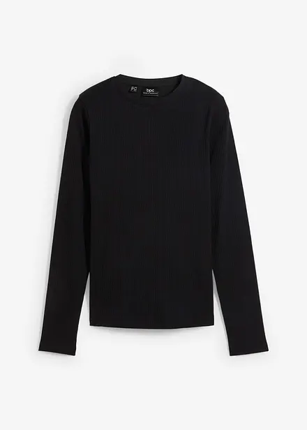 Geribde longsleeve van puur katoen