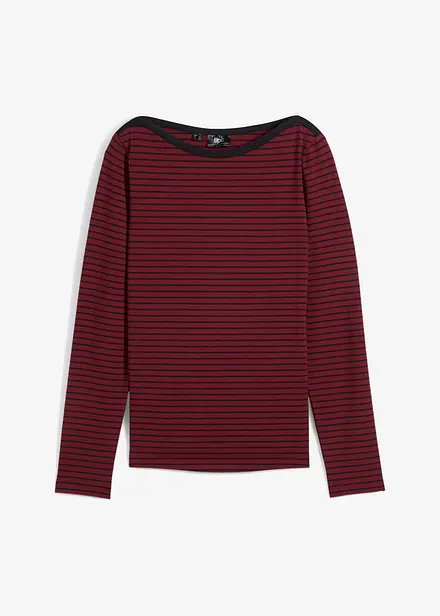 Gestreepte longsleeve met boothals