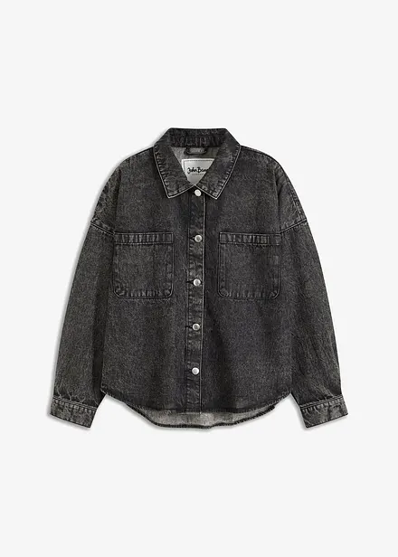 Oversized denim shacket van biologisch katoen