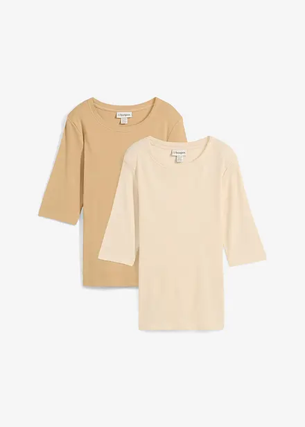 Geribd shirt met biologisch katoen (set van 2)