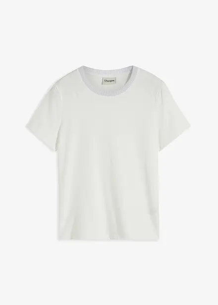 Shirt met gebreide boordjes en glittergaren