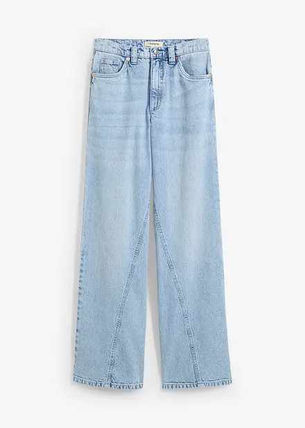 Wide leg jeans, high waist, low stretch