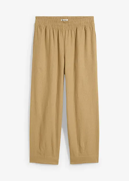 Slip-on broek met linnen, 7/8 lengte