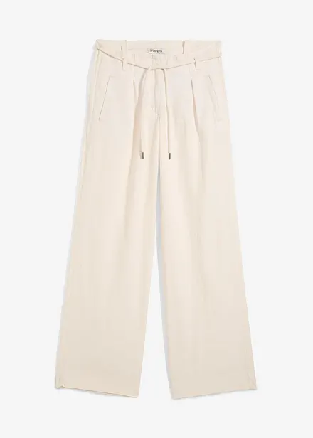 Paperbag broek van luchtige linnenmix