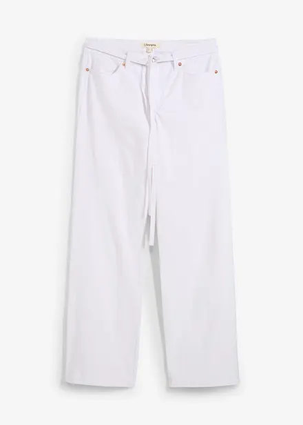 Wide leg jeans mid waist, riem