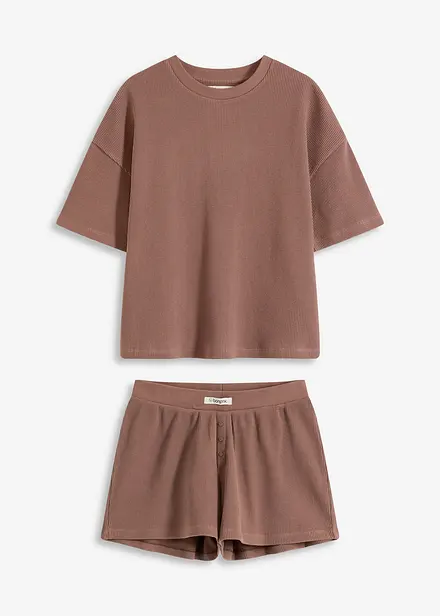 Loungewear shorty huispak van wafeljersey