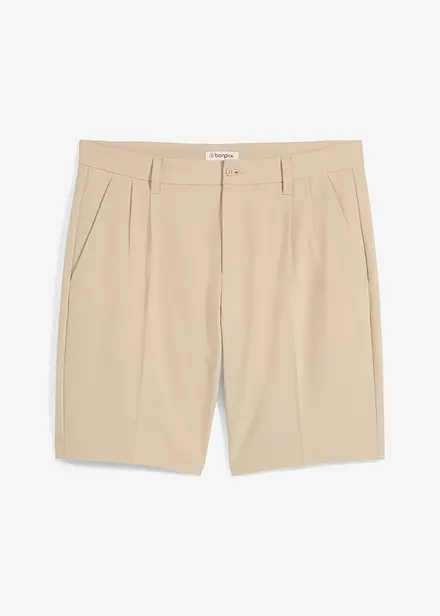 Chino bermuda met bandplooien, regular fit