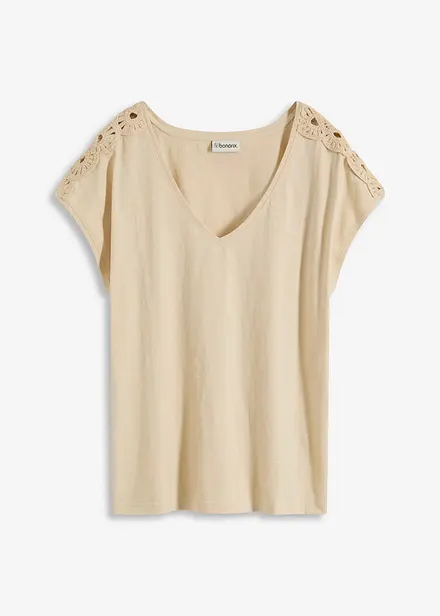 Shirt met gehaakte inzetstukken