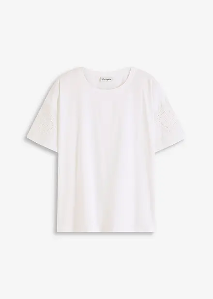 T-shirt met broderie anglaise