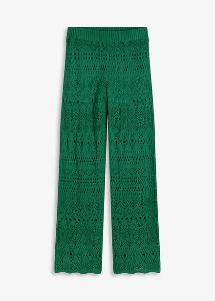 Slip-on broek met met gebreid ajour-patroon