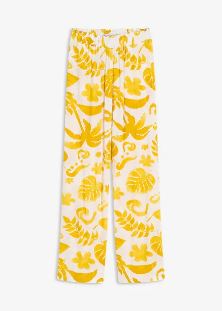 Wijde broek met print van gestructureerde viscose