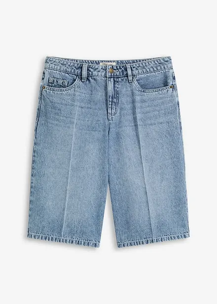 Jeans bermuda mid waist, low stretch