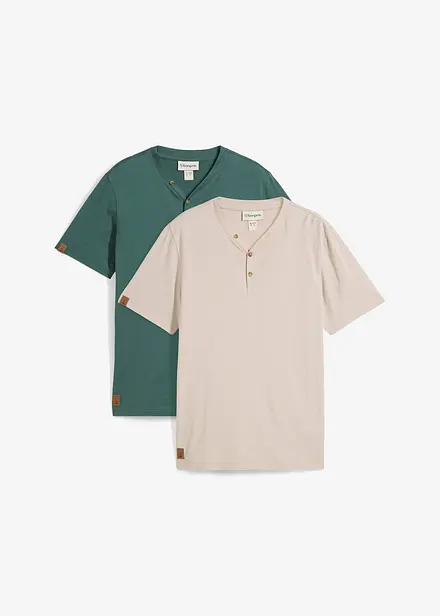 Henley shirt, korte mouw (set van 2) van biologisch katoen