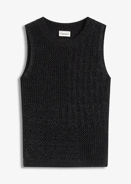Gebreide ajour top met lurex