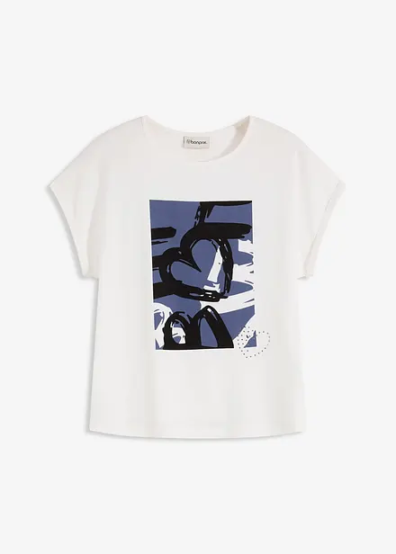 Shirt met viscose en glanzende steentjes