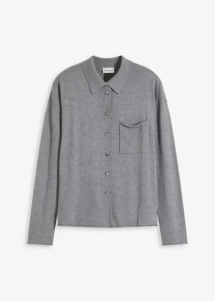 Fijngebreid vest in overhemd look