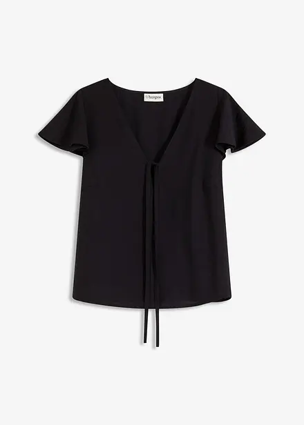 Blouse met volantmouwen in een glanzende look