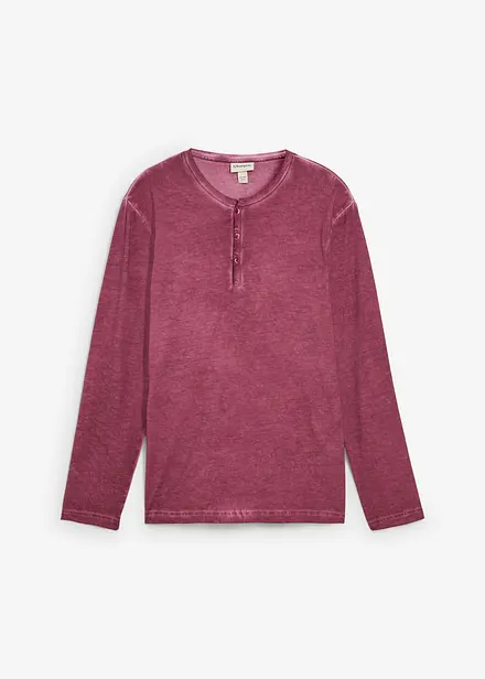 Henley shirt met lange mouwen in washed out look