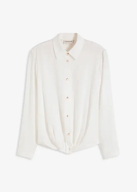Blouse van gestructureerd materiaal met wikkeldetail