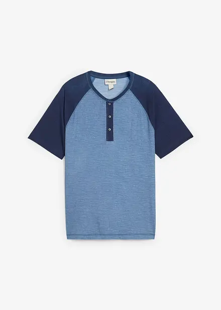 Henley shirt met korte mouwen in gewassen look van puur biologisch katoen